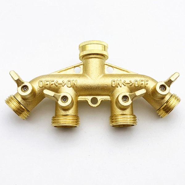 Brass Garden Hose Splitter (4 Way), Solid Brass Hose Connector 3