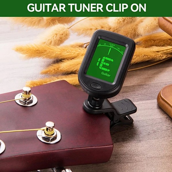 Gitarrstämmare Clip-On, Gitarrtillbehör Digital Stämmare med Plektrum för Akustisk Gitarr, Elgitarr, Bas