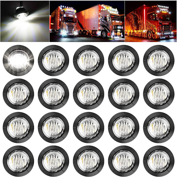 3/4\" Runde LED-sidemarkører Klaringslys Front Bak Topp Marke
