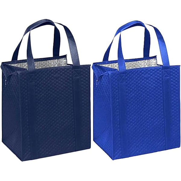 2-pack isolerade shoppingväskor, lunchväskor, tygväskor – svart/blå