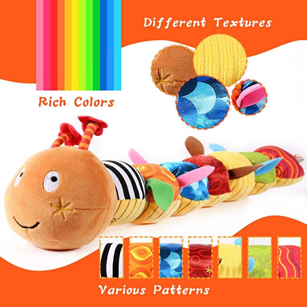 Baby Toy Musical Caterpillar Multicolor Spedbarn Leke Crinkle Rattl
