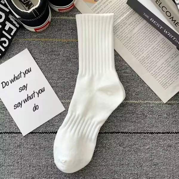 5PCS Dame- og herrestrømper i ensfarvet sport, korte sokker til mænd, hvide, varme S