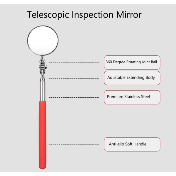 Teleskopisk inspektionsspejl til bilmekanikere