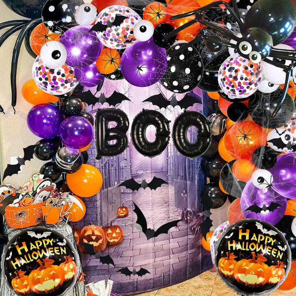 Halloween Ballong Garland Kit, 121 st svart orange lila Konfetti