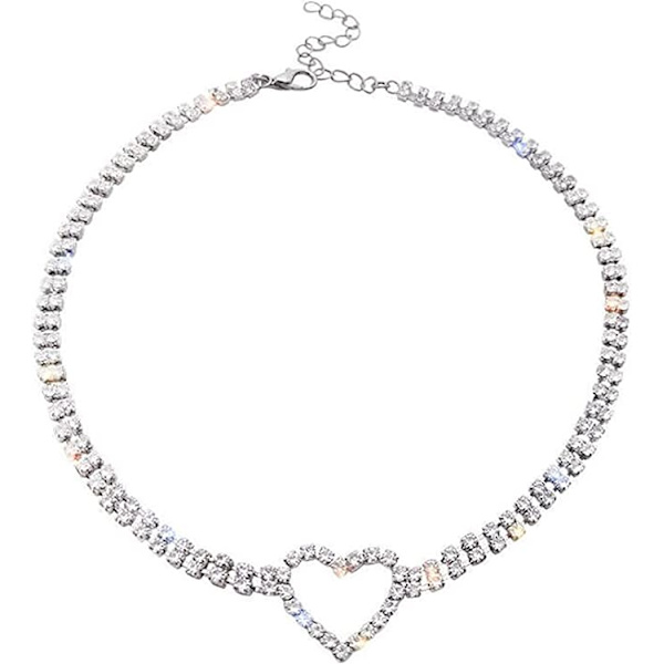 Krystal Hjerte Choker Halskæde Brud Rhinestone Halskæde Damer Gi