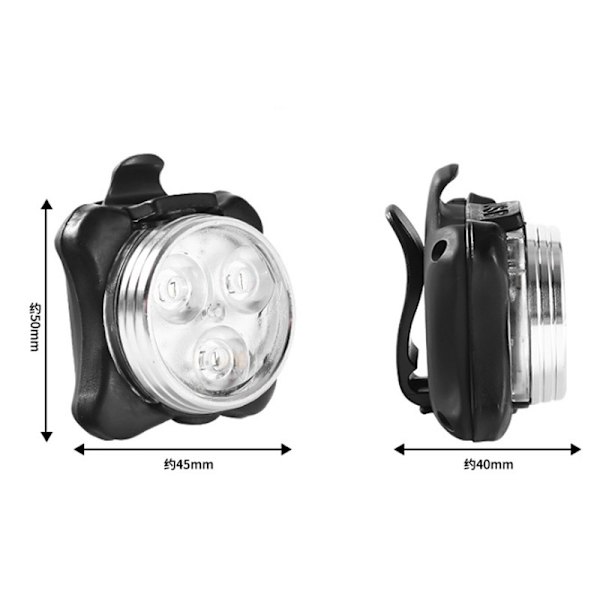 USB-opladelig LED-cykellampe med 4 faste/blinkende tilstande (rød