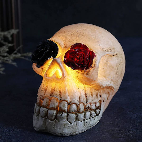 Halloween LED lysende harpiks skalle rose skrekk blomst kle seg ut P