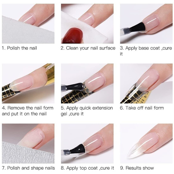 200 st Nail Forms Stickers för Gel Builder, Nagel Extensionsform