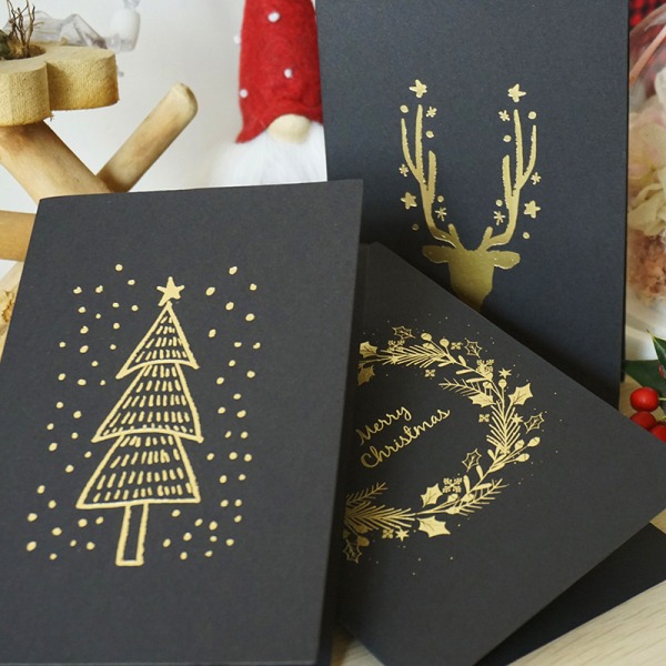 12 lykønskningskort sne nat, send kuverter, juletræ