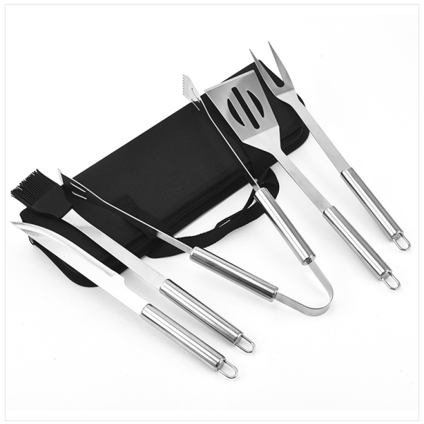 5pcs BBQ Utensil Set, Stainless Steel BBQ Utensil Set with Handb