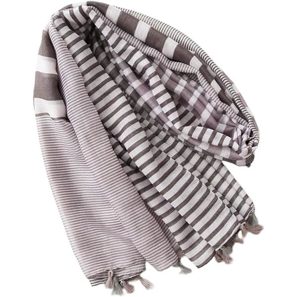 Elegant skjerf for kvinner - Mykt og varmt vintergrått stripet skjerf