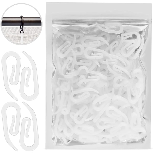 Gardinkroker Hvit plastikkpakke med 50–2,8 cm x 1,2 cm Premium &