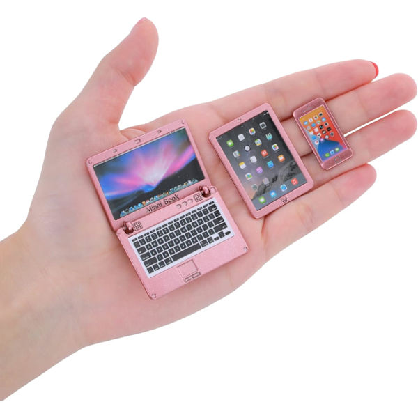3-pack miniatyrdockor i metall - roséguld för bärbara datorer, surfplattor