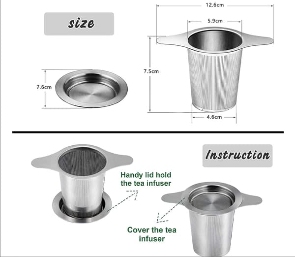Te-filter, 2 stk. finmasket te-infuser laget av 304 rustfritt stål