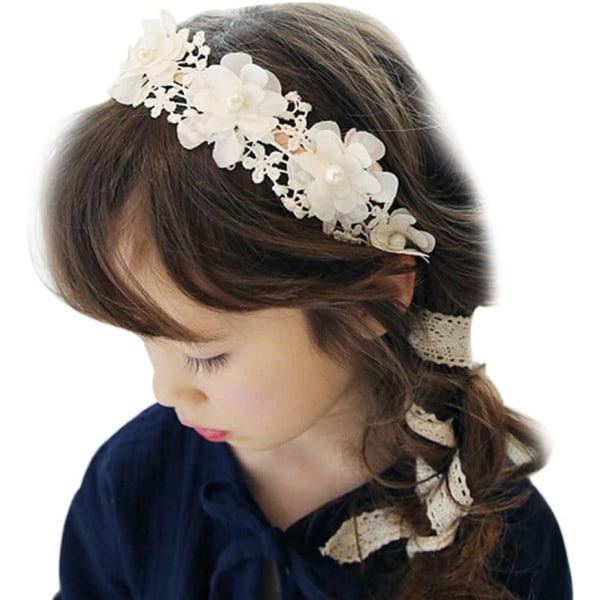Hvid-piger blonder pandebånd bryllup blomst krone hår tilbehør