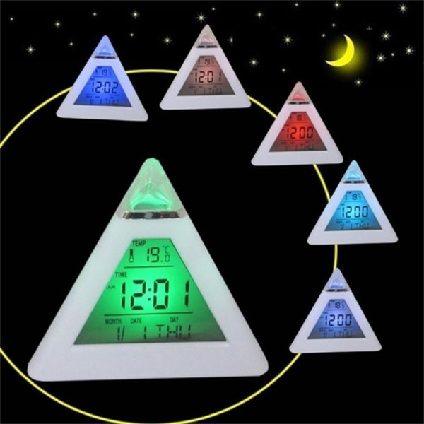 Pyramid LCD Alarm Klocka Termometer Digital Bordklocka