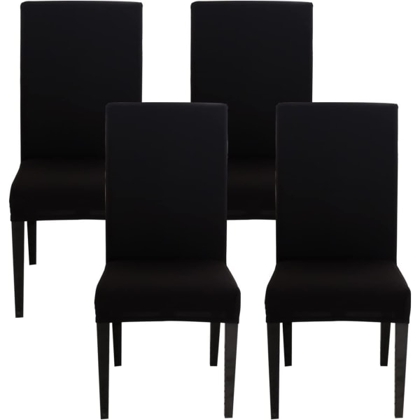 (Black,Set of 4) 4 Piece Stretch Chair Cover,Universal Washable