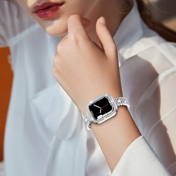 Armbånd med pailletter og etui til Apple Watch Series 7 SE 6