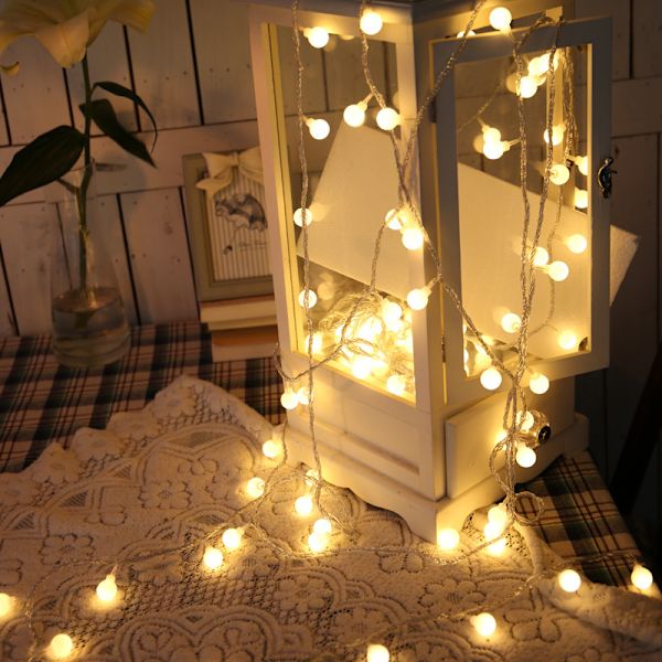 LED-ljussträng, rund kula, liten sträng, batterilampa, C
