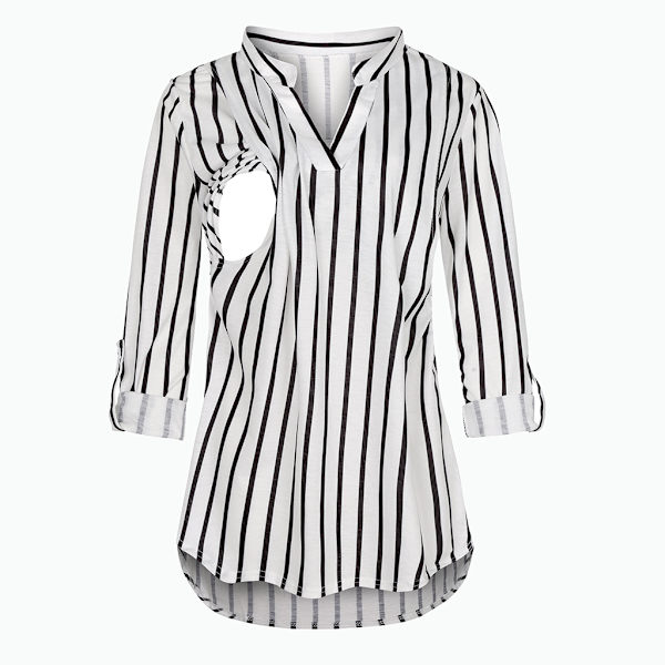 Maternity Nursing Tops 3/4 Rullede Ærme Tunika Bluser Amning