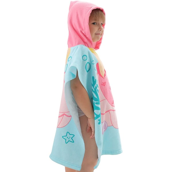 Barn Strandhandduk med Huva för Pojkar Flickor, Sjöjungfru Badrock Poncho,