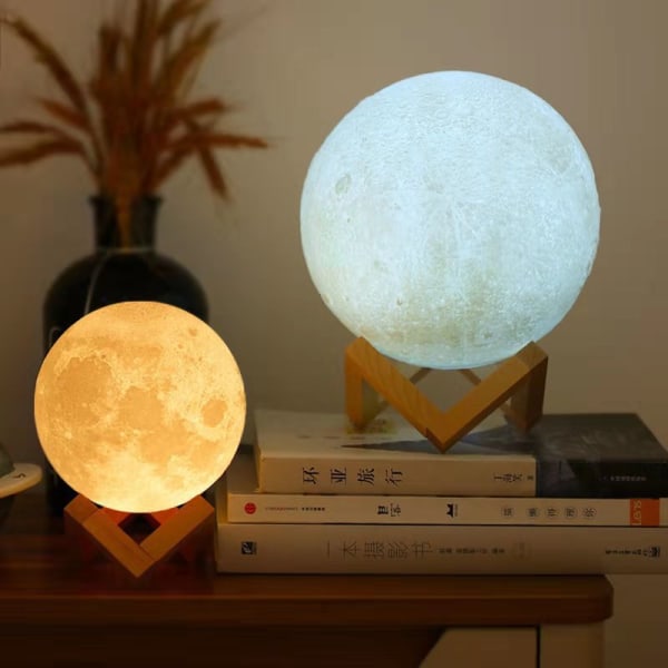 3D Månelampe, LYS LED Nattlys 7 Farger Touch Lampe, 15cm Di