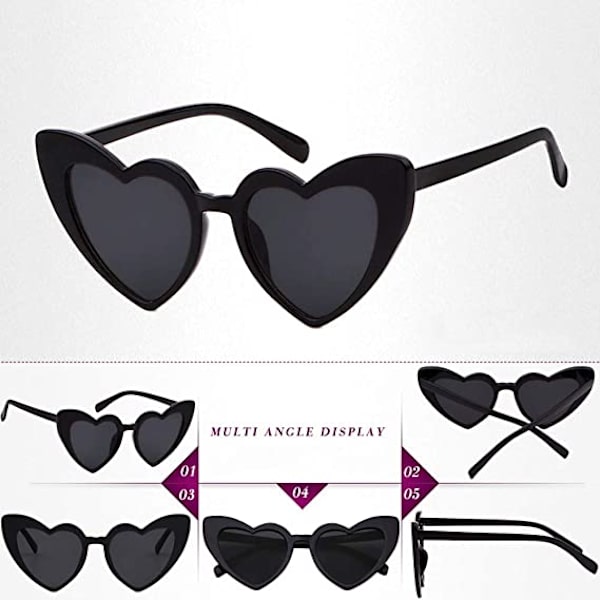 Clout Sydämenmuotoiset aurinkolasit Vintage Cat Eye -lasit Mod Styl