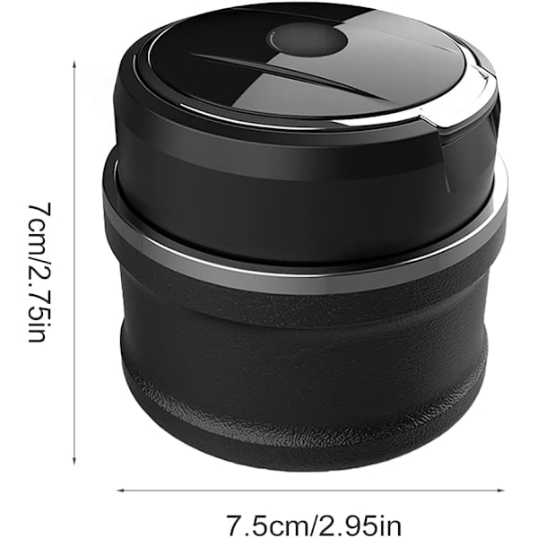 Musta - 1 kpl Auton tuhkakuppi, Helppo puhdistaa irrotettava auton tuhkakuppi LED-valolla