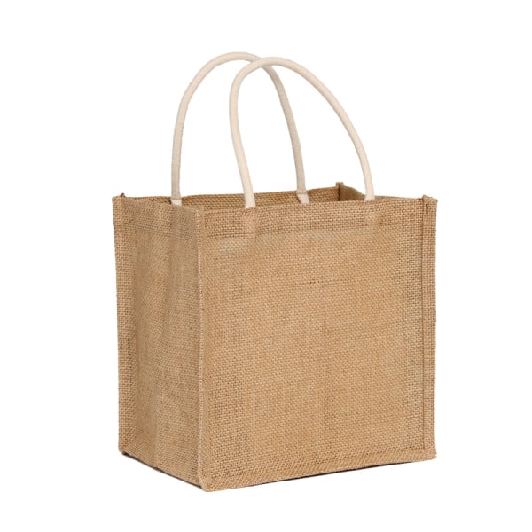 2 pakke Jute-tote Bags Jutehåndtak Poser Gjenbrukbar Shopping Bag