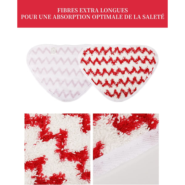(Röd) 6 st påfyllningsdukar, för ångmopp i mikrofiber