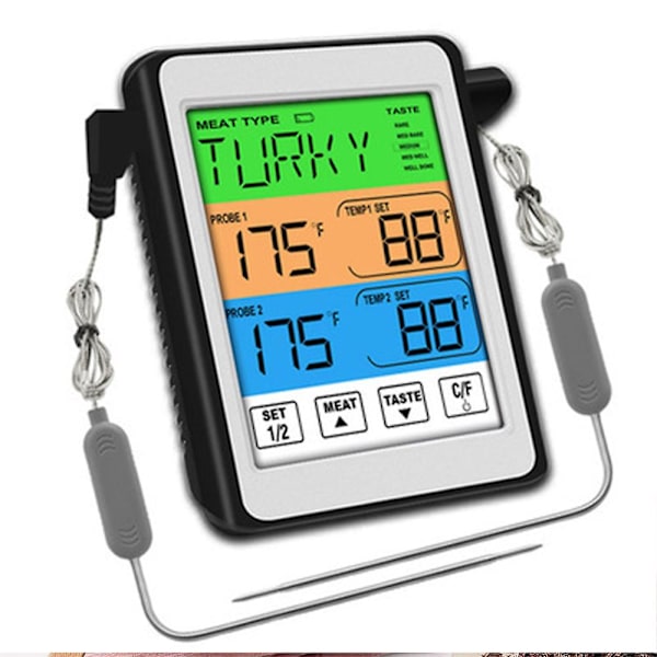 Kötttermometer, med 2 sonder, med LCD-display