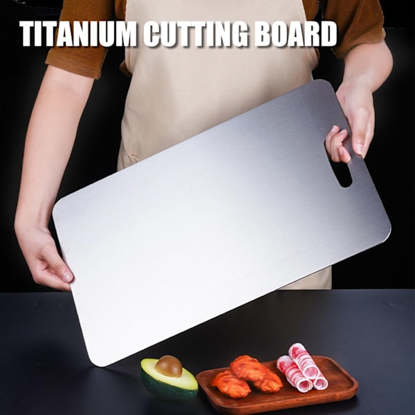 Titanium Skärbräda, Rostfritt Stål Skärbräda, Dubbelsidig Titanium för att Skära Kött, Frukt