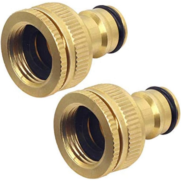 2 stk hage messing kran kobling, 1/2 tommer og 3/4 tommer 2-i-1 hunn til spor adapter