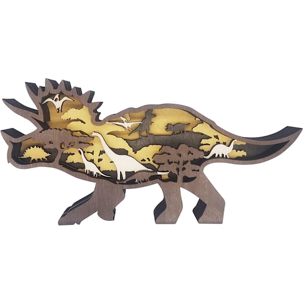3D Metsä Triceratops Deko Puinen Eläinveistos Seinätaide H:lle