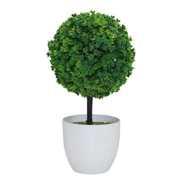 Små kunstige blomsterkrukker i form af et topiary, i W