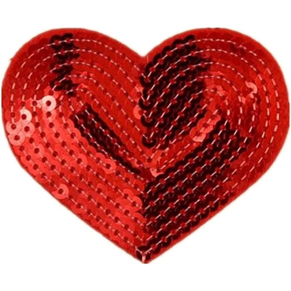 (Pakke med 5) Hjerteformet paljettjern med broderte kanter og