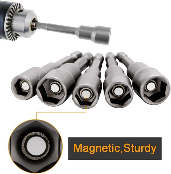 10 st Impact Driver Bit Set 6-15mm Magnetisk Hex Socket Set Magne