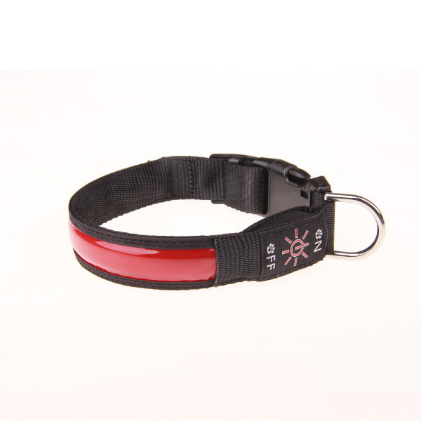 LED lysende hundehalsbånd (S-rød), justerbar blinkende USB-opladning