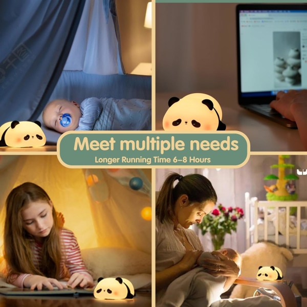 LED nattlampa för barn, baby, 3 ljusstyrkor, uppladdningsbar, T