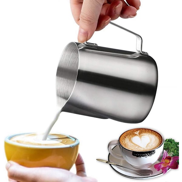 1000ml Melkekanne i Rustfritt Stål for Kaffemelkeskum, Cappuccino og Latte