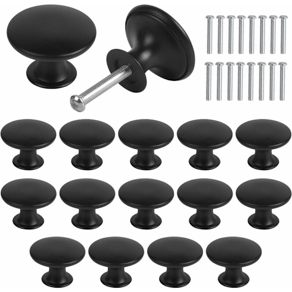 Skap Knapper Vintage Skuff Knapper, 30mm Skuff Dør Håndtak, Rundt Møbel Knappen, Dør Knapper, Møbel Håndtak for Kjøkkenskap, Sengeskap 16PCS (Svart)
