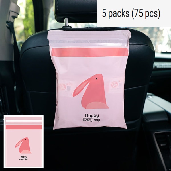 75 pcs (pink) Easy Stick-On Disposable Car Trash Bags Self-adhes