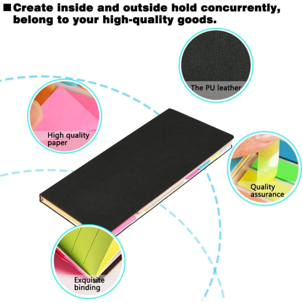 Sticky Notes i 6 størrelser 7 farver, selvklæbende markører til kontor og