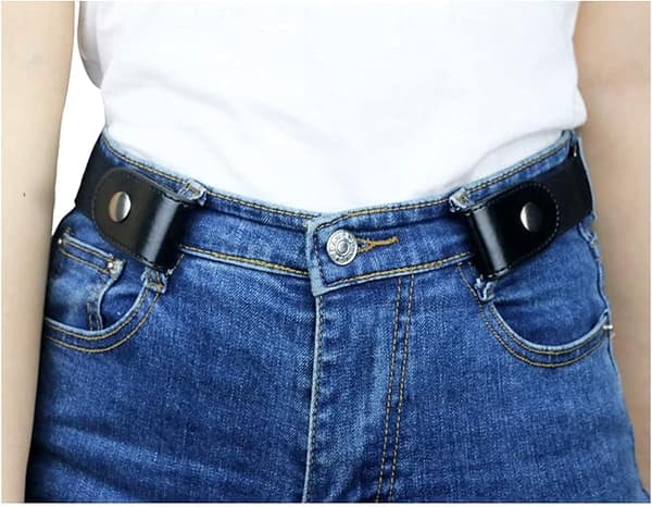 Spännlöst stretchbälte för kvinnor/män - 2-pack svart+svart, osynligt