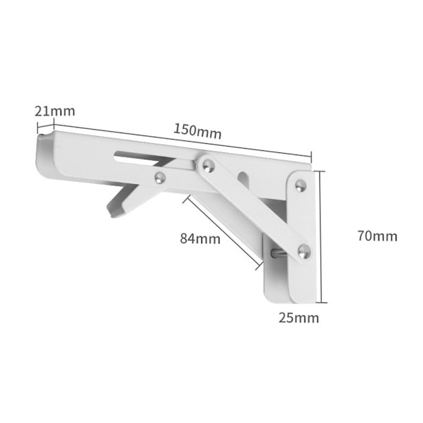 2 st fällbara konsoler, 150 mm fällbar konsol, rostfritt stål fällbar hylla konsol, vit hylla konsol för arbetsbänk