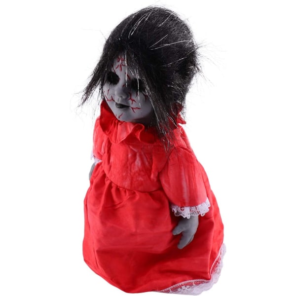 1 PC Halloween Creepy Dolls Skremmende stemmeaktivert induksjonstur