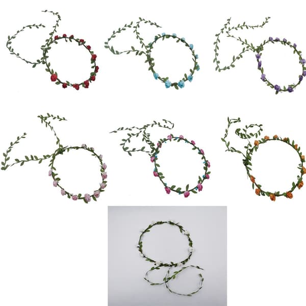7PCS Blomsterkrone Hodebånd Kvinner Girlander Hodebånd Hår Blomsterkrans