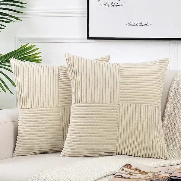 2 stk. Fløjlpude Beige 45*45cm
