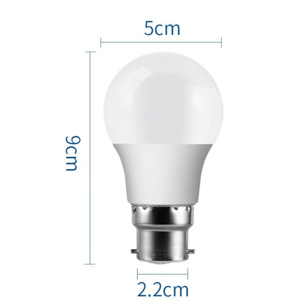 6-pack B22 bajonettlampor 5W, LED-golflampor vita 3000K, 40W glödlampa