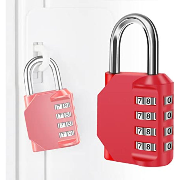 Mekanisk kombinations hængelås (rød), 4 cifret kombinations hængelås ...